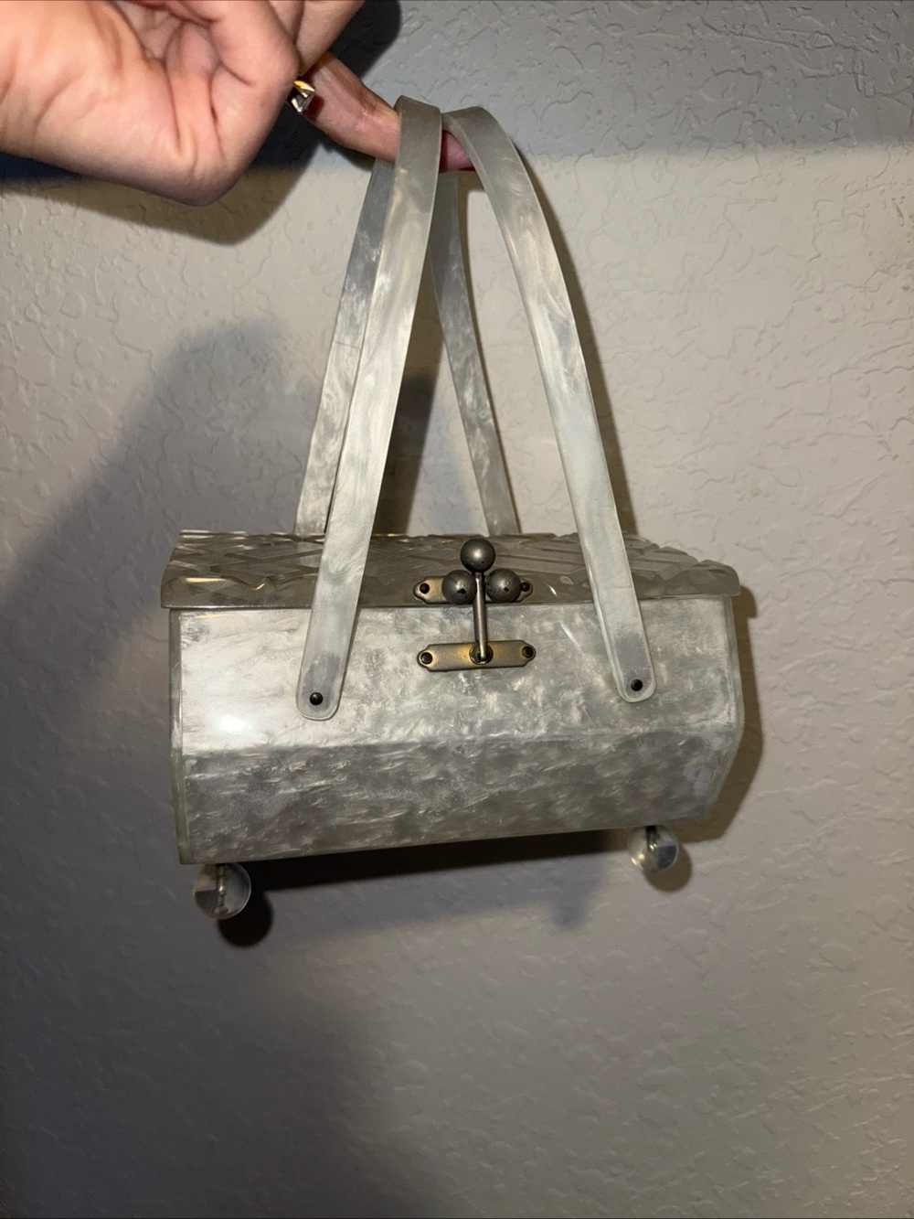Silver Metallic Vintage-Inspired Women’s Handbag